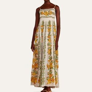 NEW FARM Rio Off-White Tropical Lightness Off-White Sleeveless Maxi Dress Sz XL